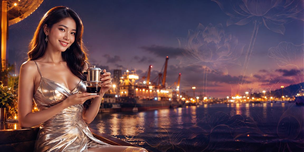 Người dùng tại Vũng Tàu ngồi cà phê và thực hiện nạp tiền qua ví điện tử trên điện thoại